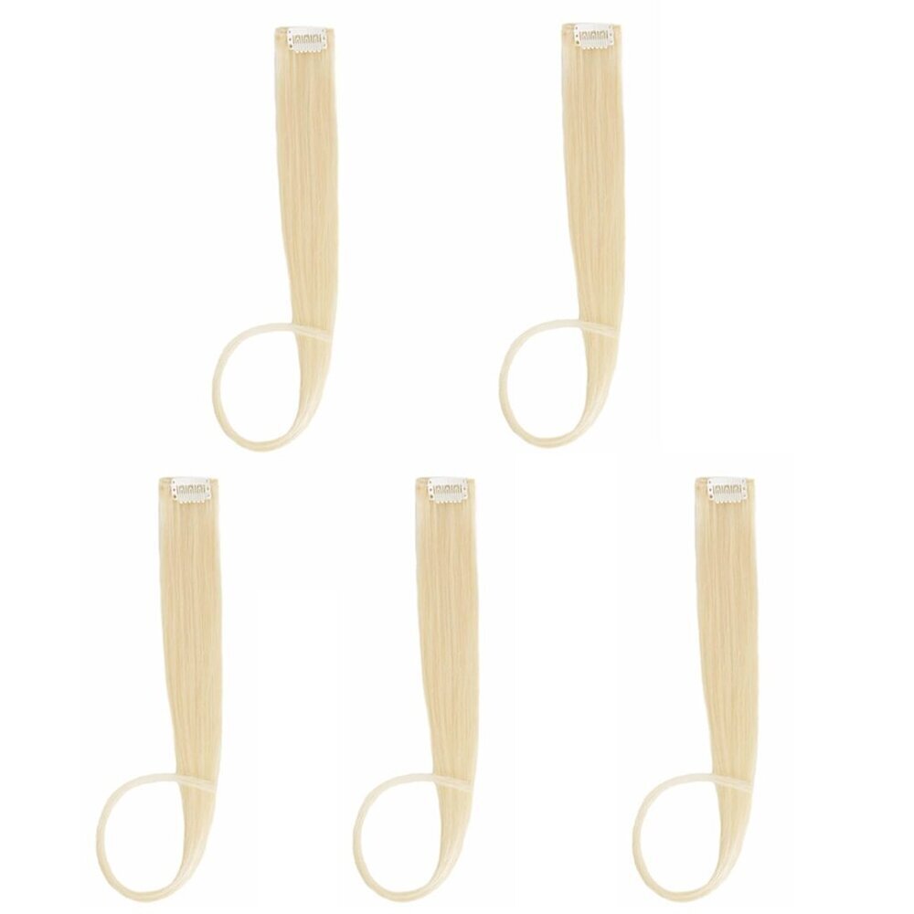 5 Pcs Human Hair Extensions 18 Inch Bleach Blonde Clip In Hair Color Highlights